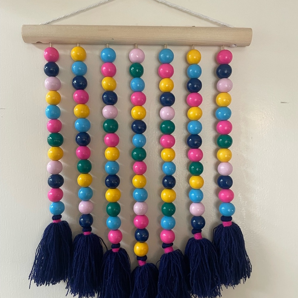 Colorful Beaded Wall Hanging with Tassels - Picture 2 of 5
